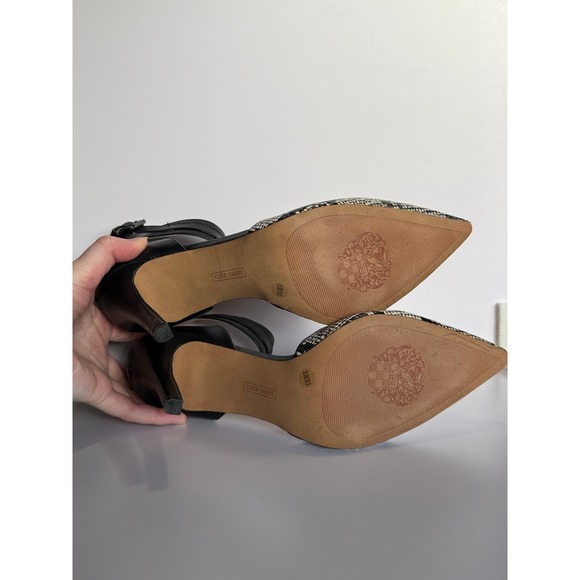 Vince Camuto Snake Print D'Orsay Pointed Toe Stiletto Pumps Ankle Strap 9.5 - Picture 9 of 11